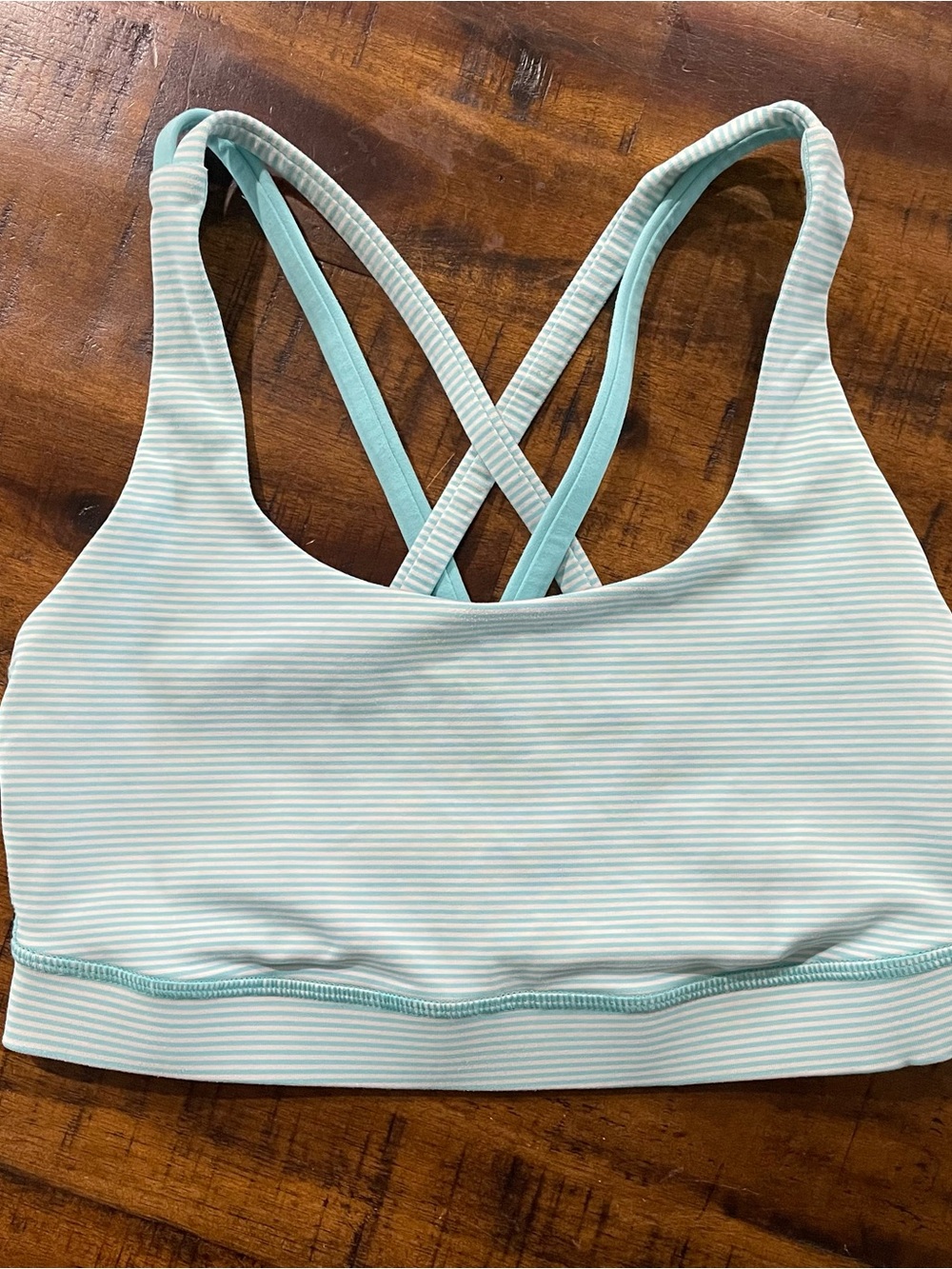 Lululemon Energy Bra Tonka Stripe Angel Blue Size 4